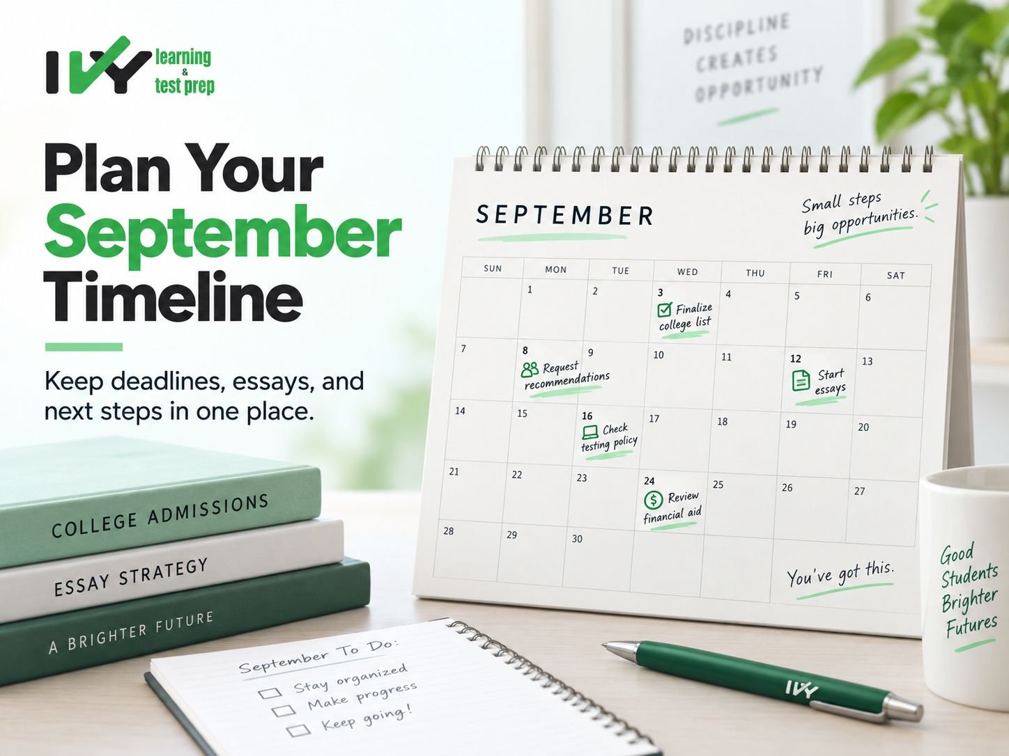 College Application Checklist September Timeline